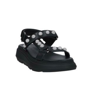 Stuart Weitzman Black Leather Beaded Embellished Platform Sandals
